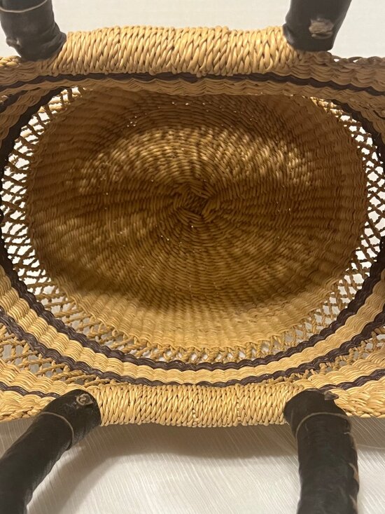 Handcrafted "Lacework Wing Shopper" Bolga Basket - Picture 7 of 15